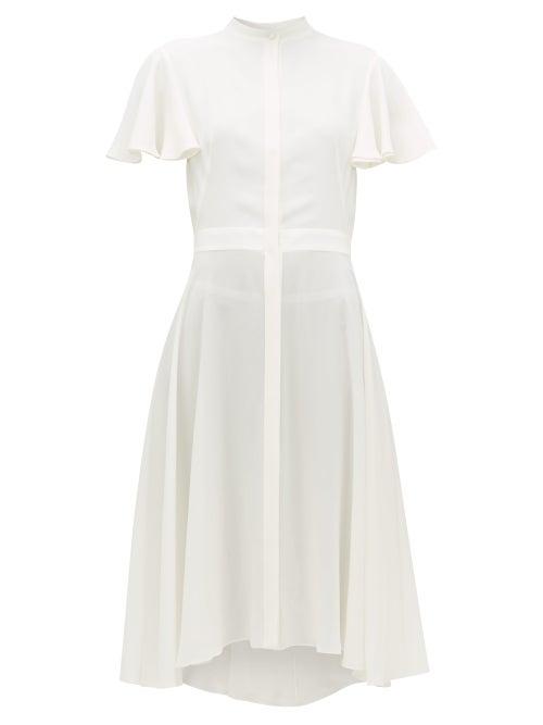 Matchesfashion.com Alexander Mcqueen - Waved Silk-crepe Dress - Womens - White