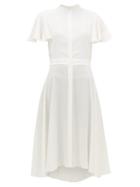 Matchesfashion.com Alexander Mcqueen - Waved Silk-crepe Dress - Womens - White