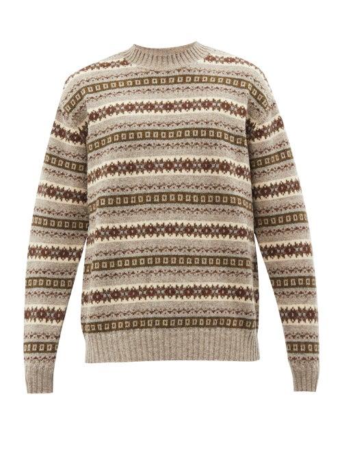 Junya Watanabe - Fair Isle Wool Sweater - Mens - Green