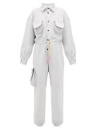 Matchesfashion.com Natasha Zinko - Reverse Psychology Print Cotton Blend Jumpsuit - Womens - Grey