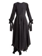 Matchesfashion.com Stella Mccartney - Logo Printed Asymmetric Silk Midi Dress - Womens - Navy