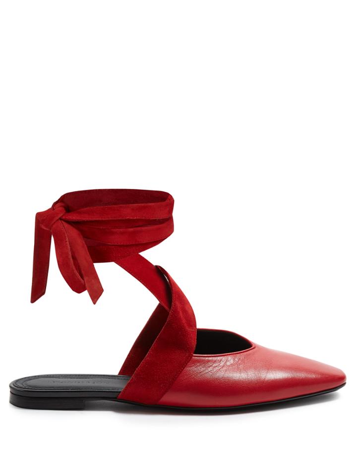 J.w.anderson Wraparound Leather Backless Ballet Flats