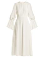 Matchesfashion.com Roksanda - Ophelia Puff Sleeved Silk Midi Dress - Womens - Ivory
