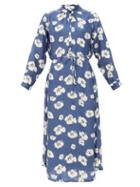 Matchesfashion.com Apiece Apart - Betina Floral-print Organic-cotton Shirt Dress - Womens - Navy Multi