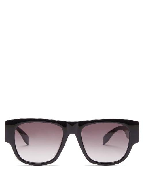 Alexander Mcqueen - Graffiti-logo Square Acetate Sunglasses - Mens - Black