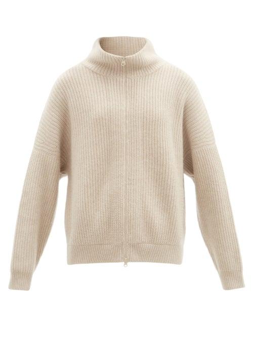Matchesfashion.com Lisa Yang - Mela Zipped Ribbed-cashmere Cardigan - Womens - Beige