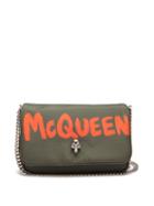 Alexander Mcqueen - Graffiti-print Skull Shell Cross-body Bag - Womens - Khaki Multi