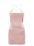16arlington - Esteli Crossover-strap Satin Mini Dress - Womens - Pink