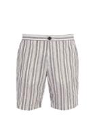 Oliver Spencer Striped Cotton And Linen-blend Shorts