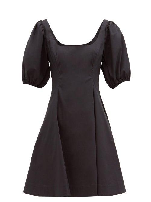 Matchesfashion.com Staud - Laelia Balloon-sleeve Cotton-blend Poplin Dress - Womens - Black