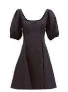 Matchesfashion.com Staud - Laelia Balloon-sleeve Cotton-blend Poplin Dress - Womens - Black