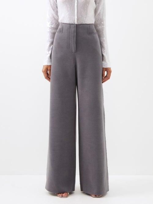16arlington - Hagen Technical Felt Wide-leg Trousers - Womens - Grey