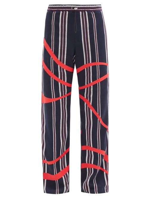 Matchesfashion.com Ahluwalia - Striped Cotton-hopsack Track Pants - Mens - Navy Multi