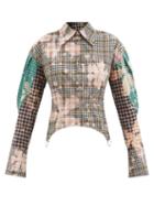 Rave Review - Madonna Patchwork Checked Upcycled Cotton Shirt - Womens - Green Multi