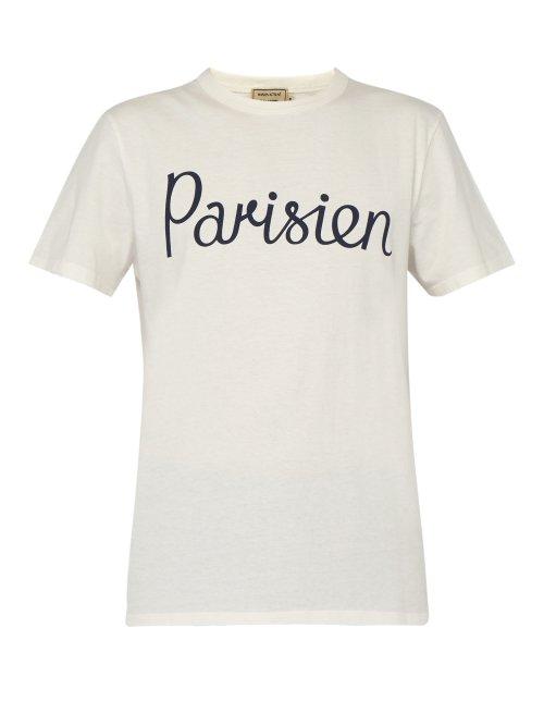 Matchesfashion.com Maison Kitsun - Parisian Printed Cotton Jersey T Shirt - Mens - Cream