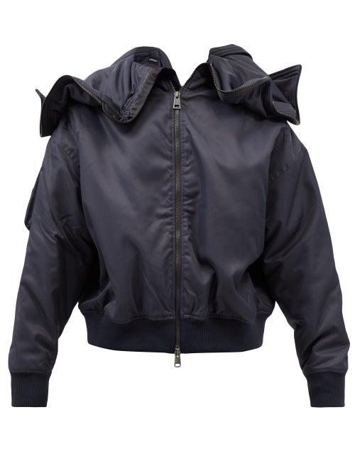 Y/project - Oversized-hood Nylon Bomber Jacket - Mens - Navy