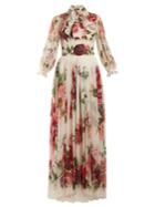 Dolce & Gabbana Peony And Rose-print Chiffon Gown