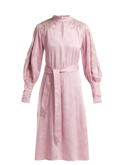 Matchesfashion.com Dodo Bar Or - Josephine Bead Embellished Dress - Womens - Light Pink