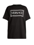 Matchesfashion.com Versace - Logo Print Cotton Jersey T Shirt - Womens - Black