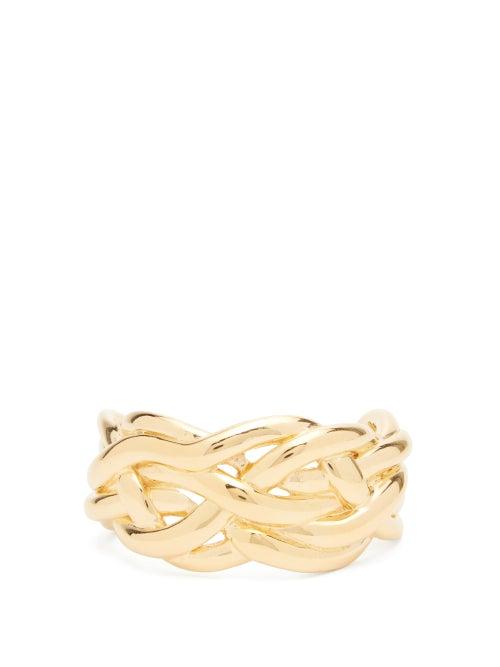 Matchesfashion.com Bottega Veneta - Woven 18kt Gold-plated Sterling-silver Cuff - Womens - Gold