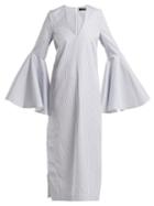 Matchesfashion.com Ellery - Hildeberg V Neck Cotton Dress - Womens - Light Grey