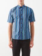 Thorsun - Point-collar Striped Cotton Shirt - Mens - Blue