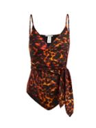 Matchesfashion.com Stella Mccartney - Leopard Print Wrap Swimsuit - Womens - Brown Multi