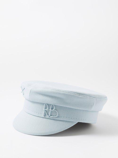 Ruslan Baginskiy - Monogram-appliqu Wool-blend Bakerboy Cap - Womens - Pale Blue