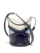 Alexander Mcqueen - The Curve Small Leather Bucket Bag - Womens - Navy White