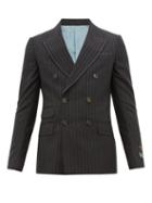 Matchesfashion.com Gucci - Signoria Double Breasted Pinstriped Wool Blazer - Mens - Dark Grey