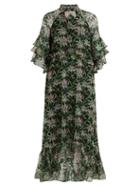Matchesfashion.com Dodo Bar Or - Rossano Ruffle Trimmed Floral Print Dress - Womens - Black Green