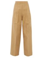 Matchesfashion.com Chimala - Pleated High Rise Cotton Twill Wide Leg Trousers - Womens - Camel