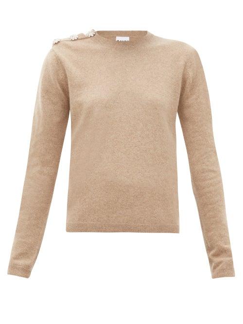 Matchesfashion.com Ganni - Crystal-button Cashmere Sweater - Womens - Beige