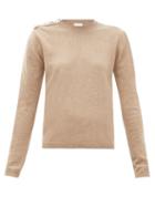 Matchesfashion.com Ganni - Crystal-button Cashmere Sweater - Womens - Beige