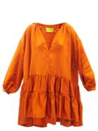 Marques'almeida - Linen-blend Tiered Smock Dress - Womens - Orange
