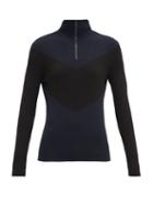 Matchesfashion.com Fusalp - Scarlett Chevron Quarter-zip Sweater - Womens - Black Navy