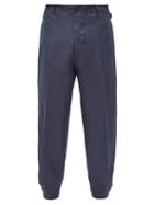 Matchesfashion.com Maison Margiela - Adjustable-cuff Linen-twill Trousers - Mens - Navy