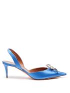 Ladies Shoes Amina Muaddi - Rosie Crystal-embellished Silk-satin Pumps - Womens - Light Blue