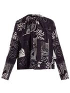 Matchesfashion.com Balenciaga - Abstract Print Silk Blouse - Womens - Navy Print