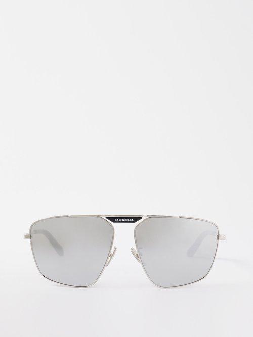 Balenciaga Eyewear - Tag 2.0 Aviator Metal Sunglasses - Mens - Silver