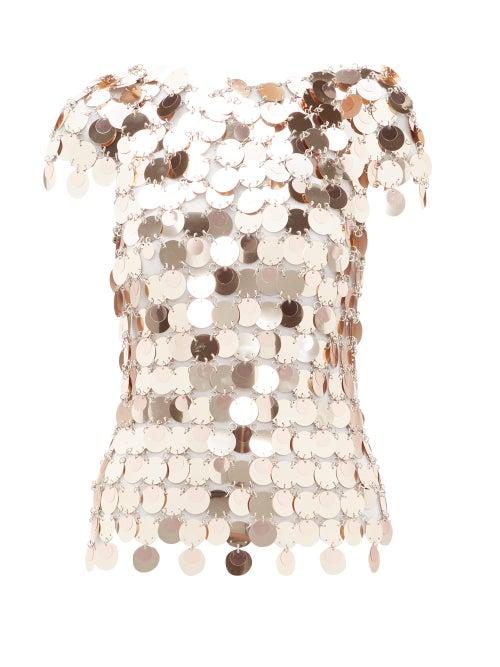 Matchesfashion.com Paco Rabanne - Sequinned Chainmail Top - Womens - Rose Gold