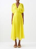 La Ligne - Constance Shirred Silk Midi Dress - Womens - Yellow