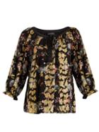 Matchesfashion.com Saloni - Polly Floral Jacquard Blouse - Womens - Black Gold