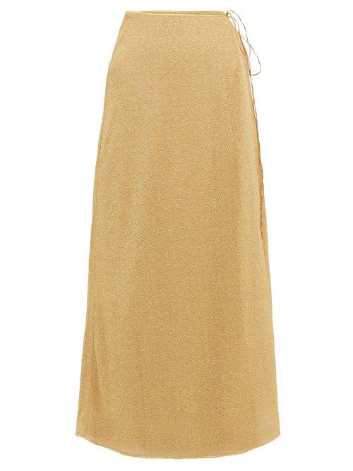 Matchesfashion.com Osree - Lumire Lam Wrap Skirt - Womens - Gold