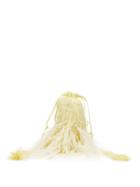 Matchesfashion.com The Attico - Ostrich Feather Embellished Crepe De Chine Clutch - Womens - Pale Yellow
