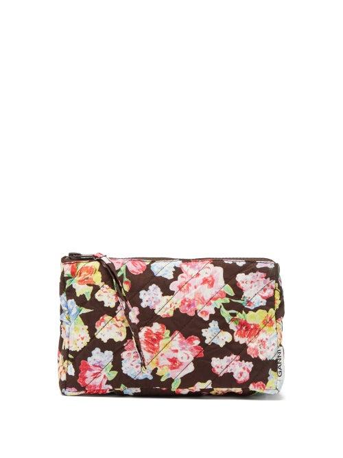 Ganni - Floral-print Organic-cotton Wash Bag - Womens - Multi