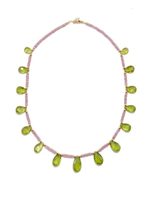 Jia Jia - Sapphire, Peridot & 14kt Gold Necklace - Womens - Pink Multi