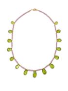 Jia Jia - Sapphire, Peridot & 14kt Gold Necklace - Womens - Pink Multi