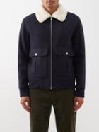 A.p.c. - Ben Shearling-collar Wool Jacket - Mens - Navy