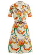 Matchesfashion.com Gucci - Floral Print Wool Blend Dress - Womens - Multi